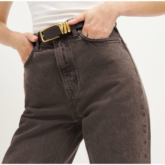 Reformation Cary High Rise Slouchy Wide Leg Denim In Vintage Espresso 28 - Picture 2 of 6